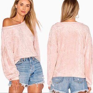 Free People Milan Velvet Balloon Sleeve Sweater MEDIUM